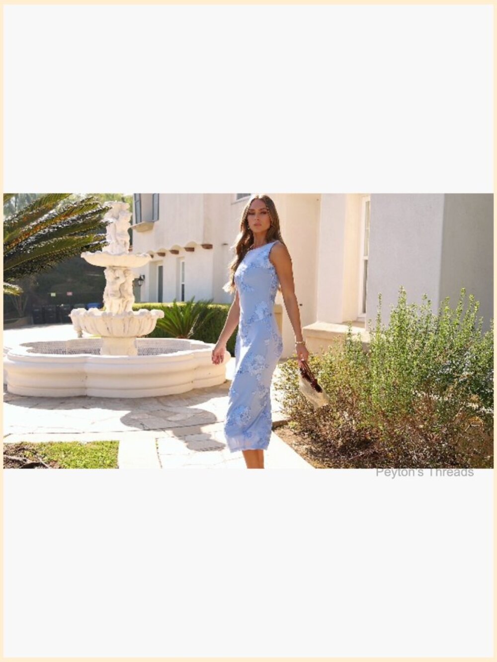 3D Floral Bodycon Maxi Dress Sleeveless Boat Neck Back Slit Wedding Guest - Picture 7 of 7